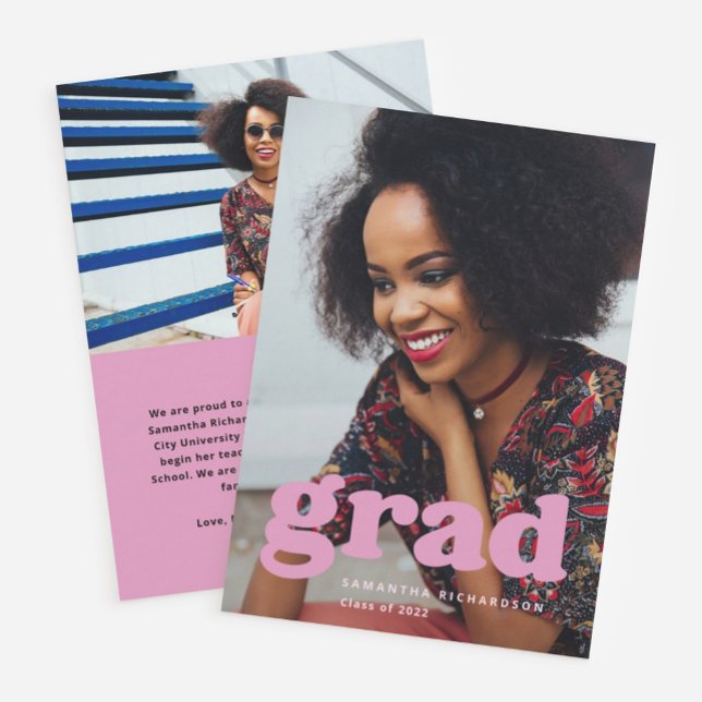 Convites Formando Negrito | Graduação de duas fotos moderna (Criador carregado)