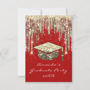 Convites Formando Party Drives Glitter Red Dourado Confetti