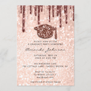 Convites Formando Party Drives Rosa Boné Dourado  3D Glitte