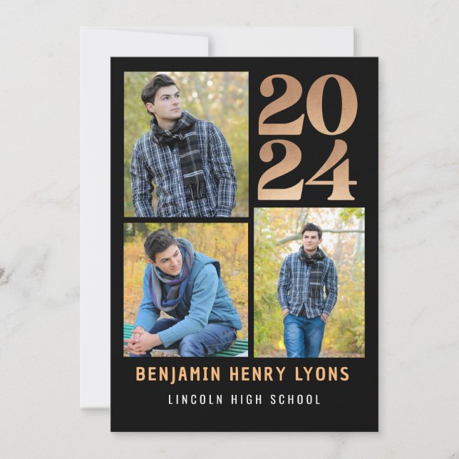 Convites Formando Preto Classe 2024 Imprimível (Frente)