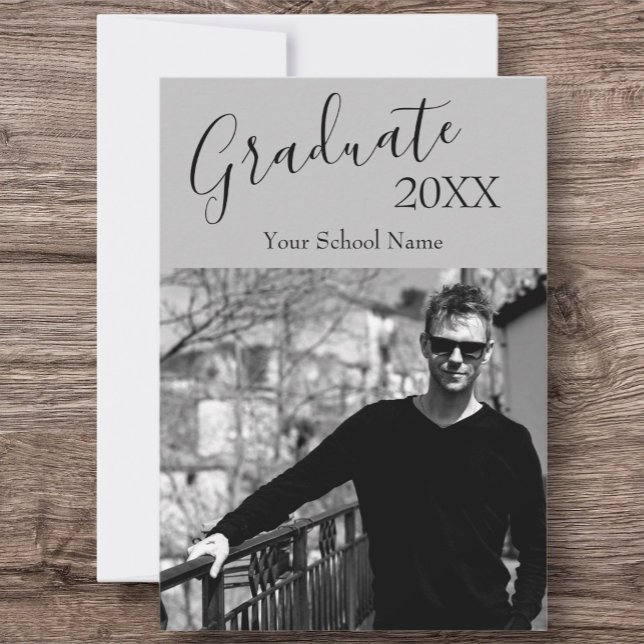 Convites Formando Preto e Branco Personalizado Abrir Casa (Minimalist Graduation Announcement/Invitation. Modern and Simplistic)