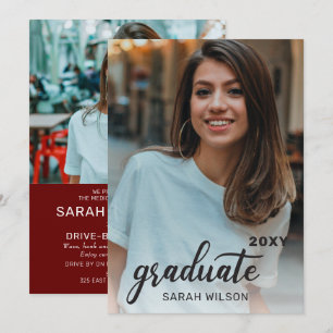 Convites Formando Red Modern Script Duas Fotografias Por