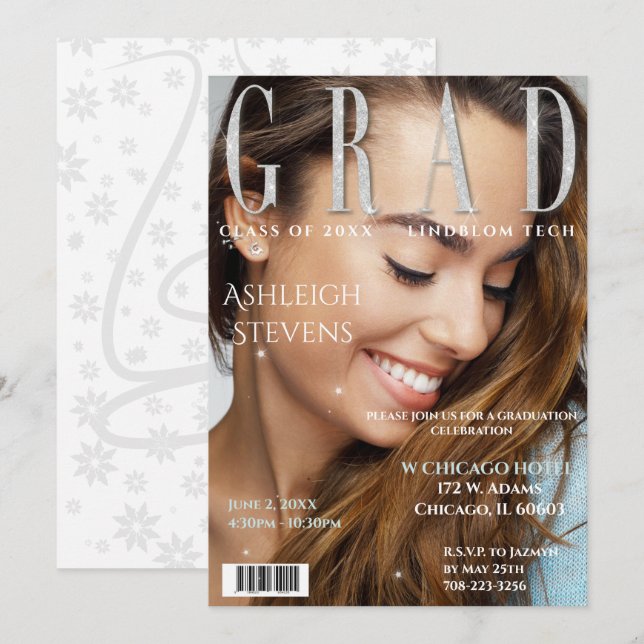 Convites Formando Revista Cobrir Festa de formatura Inv (Frente/Verso)