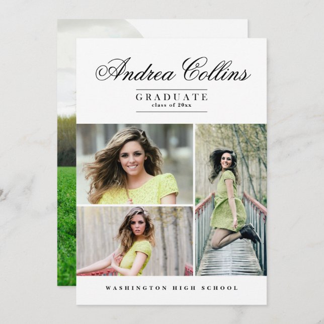 Convites Formando simples e elegante, lançamento de graduaç (Frente/Verso)