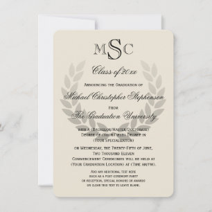 Convites Formandos Clássico Laurel Crest Monograma