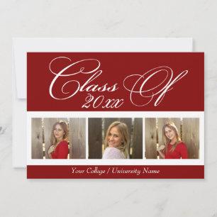 Convites Formandos de Fotografias Elegante Vermelho Maroon 