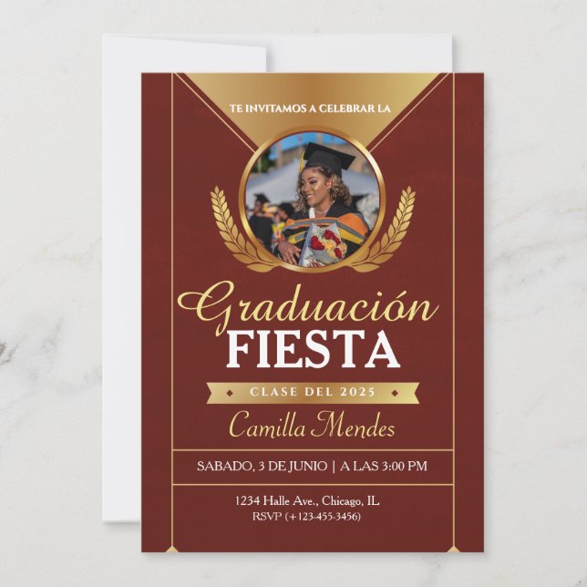 Convites Formandos Espanhóis Convidam Graduação Fiesta (Frente)