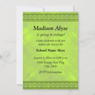 Convites Formas de Design Floral Verde Indo à Faculdade Con