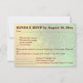 Convites Formas de outono de RSVP de Casamento Verde e Amar