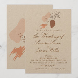 Convites Formas Geométricas abstrato Orgânicas Kraft Casame