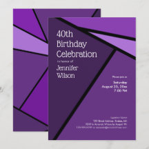 Formas Geométricas Roxas aniversário de 40 anos Mo