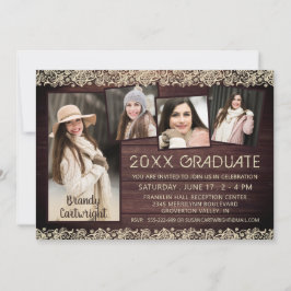 Convites Formatação da Colagem de Fotos Rustic Wood Lace 5