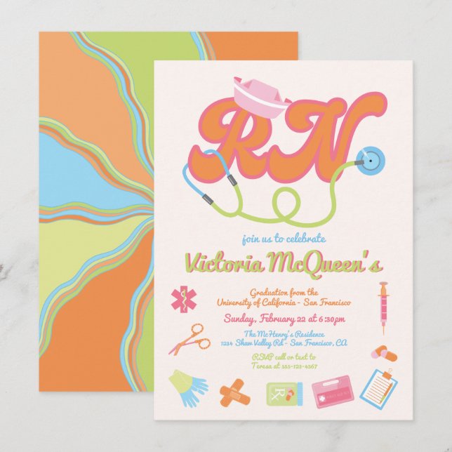 Convites Formatação de Enfermeiros dos anos 60 e 70 (Frente/Verso)