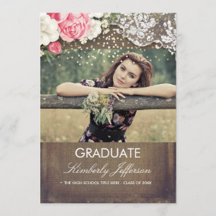 Convites Formatação de Foto Confetti Dourada Rústica Burlap