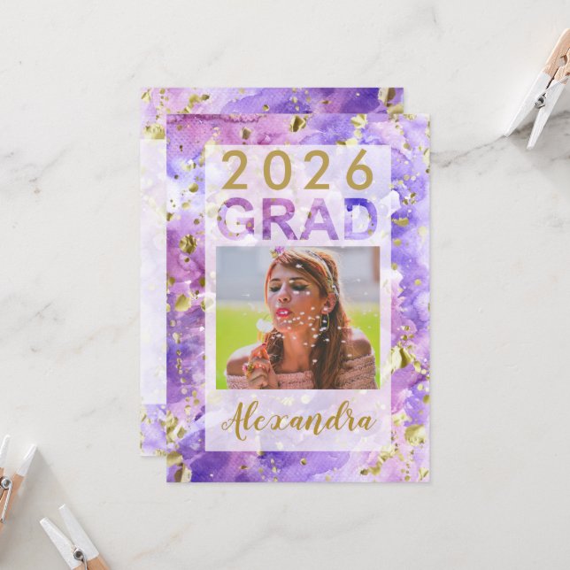 Convites Formatação de Fotografias com Dourada Cor de Água  (Frente/Verso In Situ)