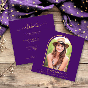 Convites Formatação de Fotos Dourada Mínima Roxo Boho Ar