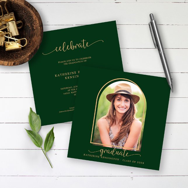 Convites Formatação de Fotos Dourada Verde em Arch Negra (Criador carregado)