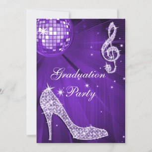 Convites Formatação de Heels Sparkle de Bola Disco Roxo