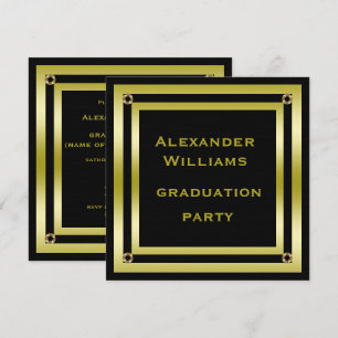 Convites Formatação do homem com quadro negro e Dourado