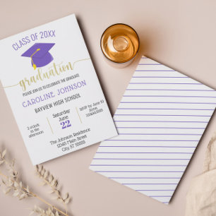 Convites Formatação Dourada Mínima Simples Roxo