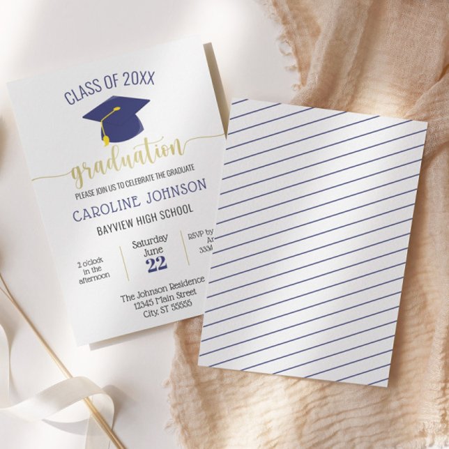 Convites Formatação Dourada Simples e Azul (Criador carregado)