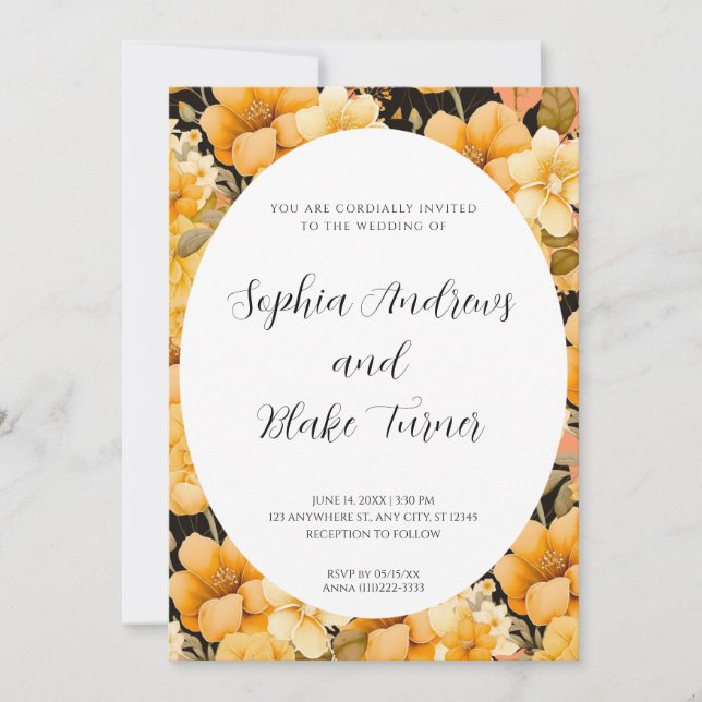 Convites Formatação Floral do Jardim Laranja Moderno (Frente)