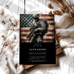 Convites Formatação Militar Soldado de Bandeira Americana