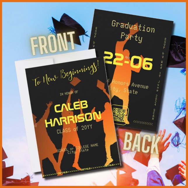 Convites Formatação Tecnológica Moderna Negra Sleek (Criador carregado)