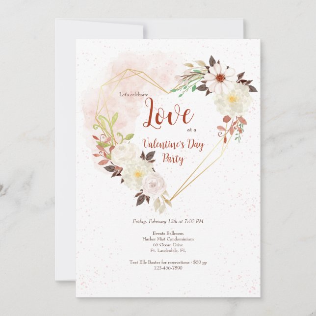 Convites Formato de Coração Rústico (Frente)