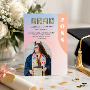 Convites Formatura Arco Negrito Retro Foto Personalizada