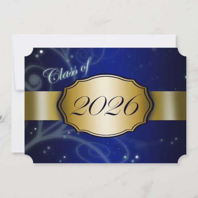 Convites Formatura Blue and Gold 2026 (Frente)