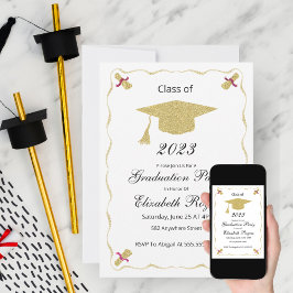 Convites Formatura Chic Elegante Brilho Cap E Diploma