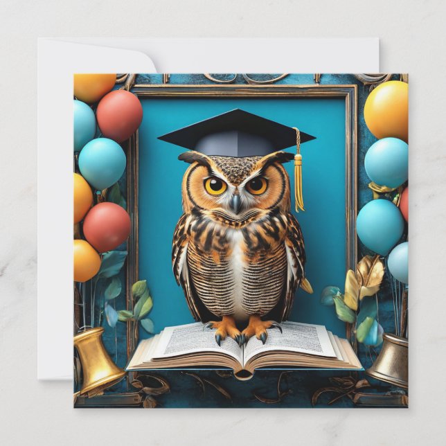 Convites 🦉 Formatura com Coruja para Celebração de Estudan (Frente)