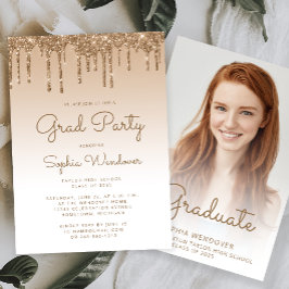 Convites Formatura com Foto Drip Glam Gold Glitter 2026