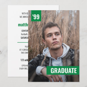 Convites Formatura com Foto Verde, Negrito e Moderno