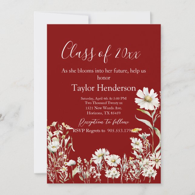 Convites Formatura com Fotos de Maroon e Daisy e Vegetação (Frente)