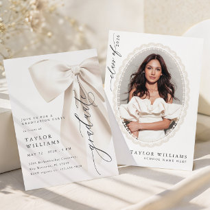 Convites Formatura com Laço Branco Elegante
