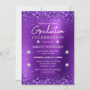 Convites Formatura com Metal Escovado Roxo e Brilho