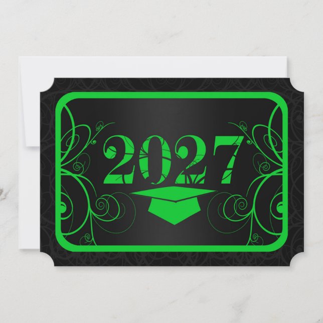 Convites Formatura com Moldura Verde e Preta (Frente)