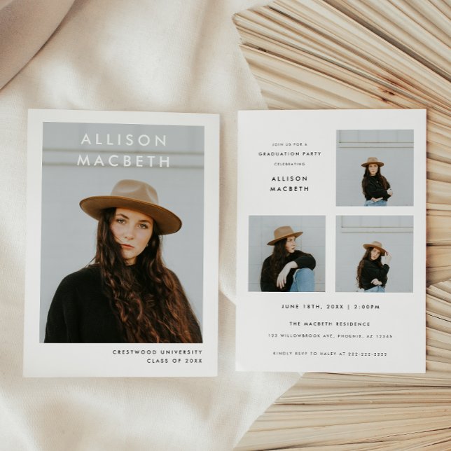 Convites Formatura com Múltiplas Fotos Moderna e Minimalist (Criador carregado)