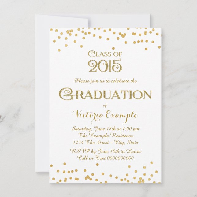 Convites Formatura Confete Dourado (Verso)