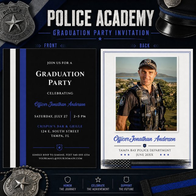 Convites Formatura da Academia de Polícia Thin Blue Line | (Criador carregado)