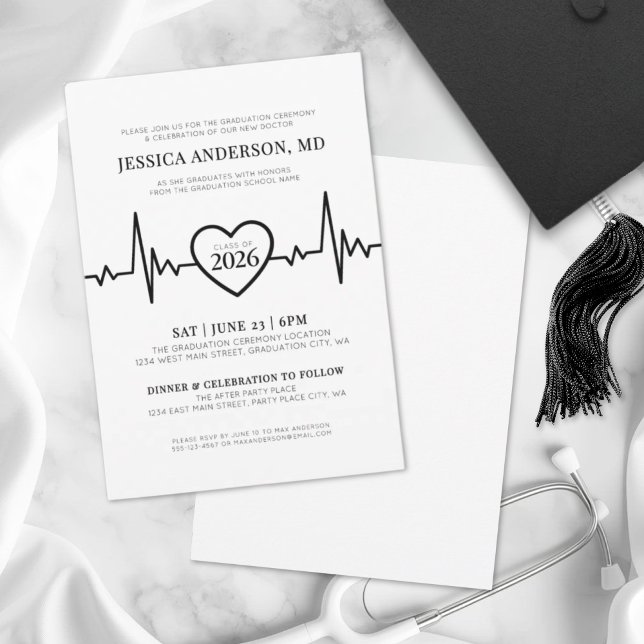 Convites Formatura da Escola de Medicina da Simple Nursing (Simple Doctor Medical Nursing School Graduation Invitation)