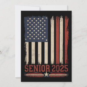 Convites Formatura da turma de 2025 Bandeira Americana EUA