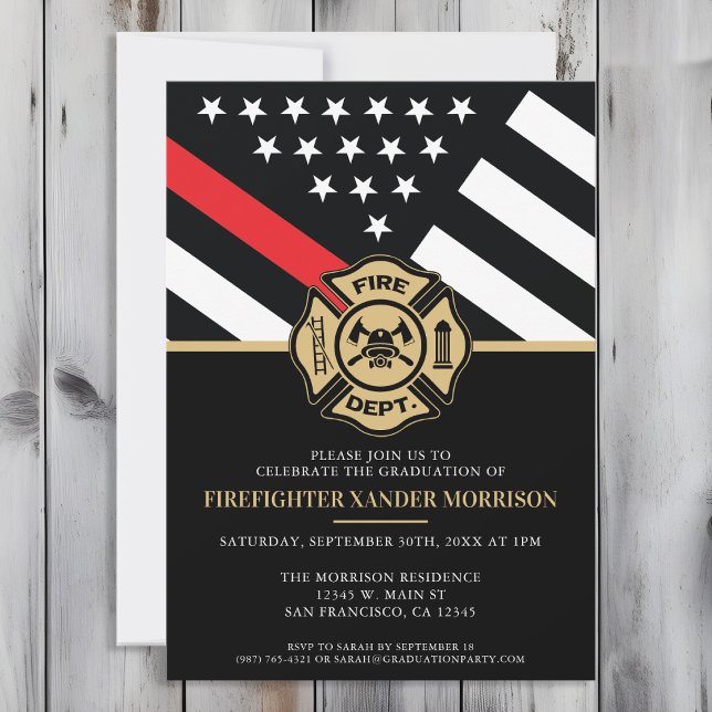 Convites Formatura de Bombeiro Bandeira Linha Vermelha Bomb (Perfect invitation to invite guests to celebrate the new fire academy graduate in fire fighting!)