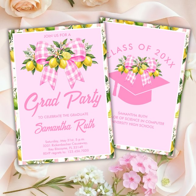 Convites Formatura de Limão Rosa Recém-Formada (Criador carregado)