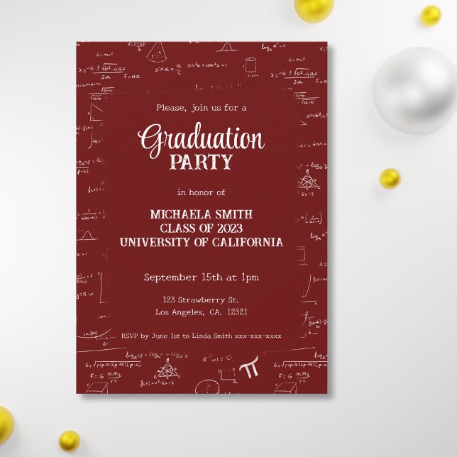 Convites Formatura de Matemática em Letreiro Manual Marrom  (Criador carregado)