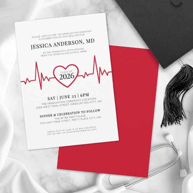 Convites Formatura de Medicina da Simple Nursing Doctor (Simple Nursing Doctor Medical School Graduation Invitation)