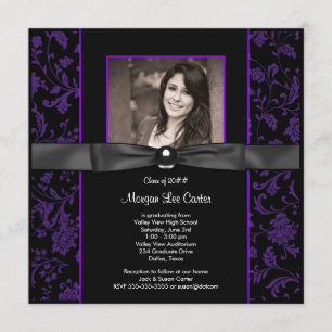 Convites Formatura de Meninas Roxo e Preto