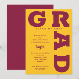 Convites Formatura Dourado e Vinho Graduação